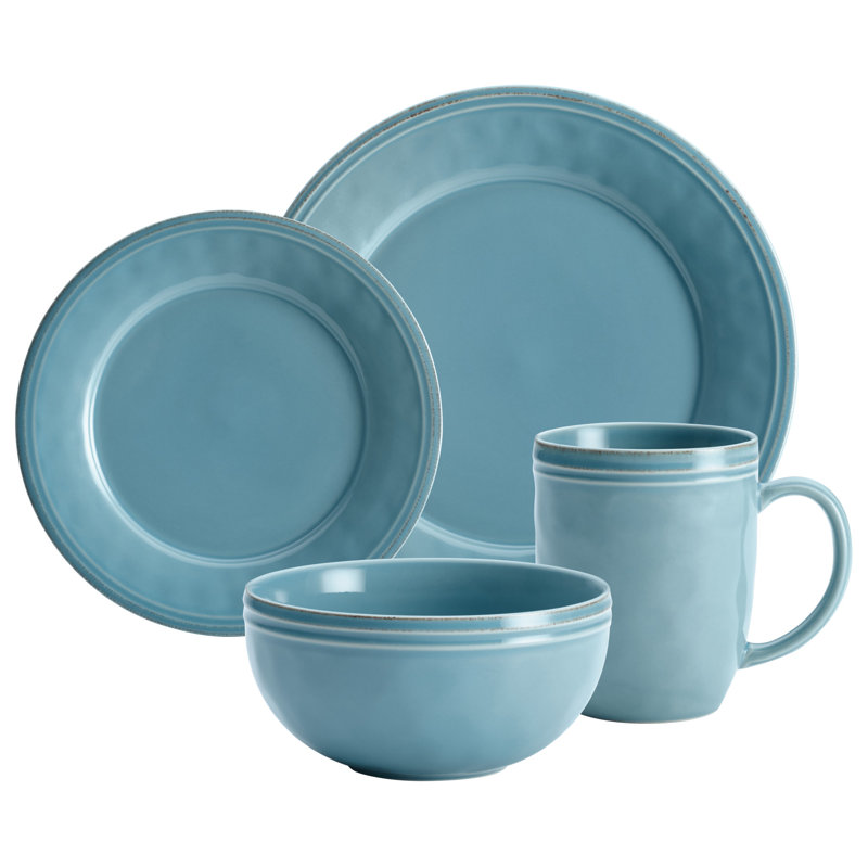 Agave Blue Ceramic 16-Piece Dinnerware Set