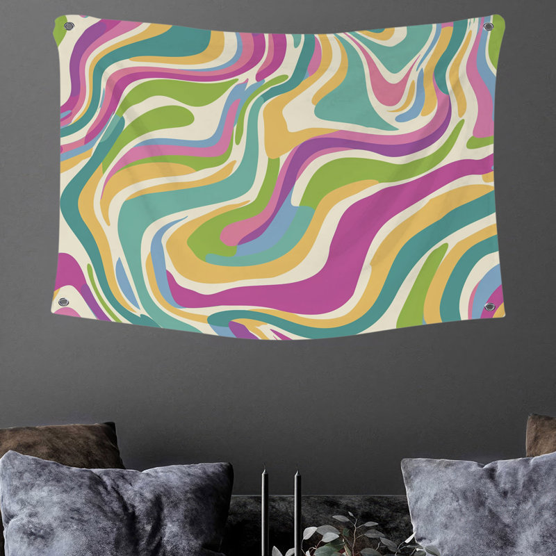 Tapisserie murale abstraite tourbillon - Décoration murale abstraite, H 68 po x l 80 po
