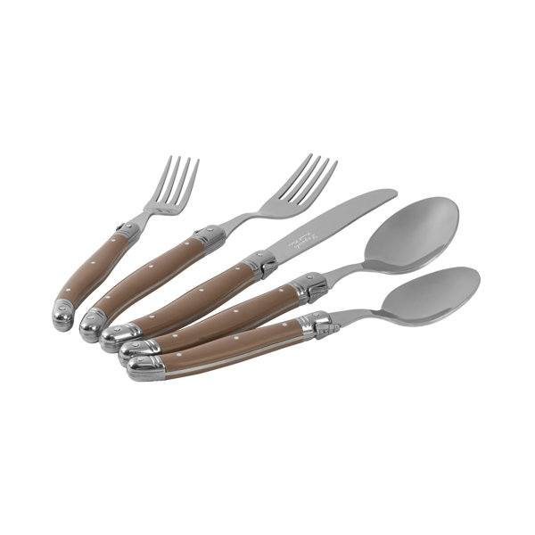 Lou Laguiole Authentic Cutlery Set 24 Pack grey with Wooden box
