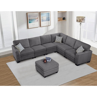 Ensemble modulaire de coin 7 pièces en velours côtelé