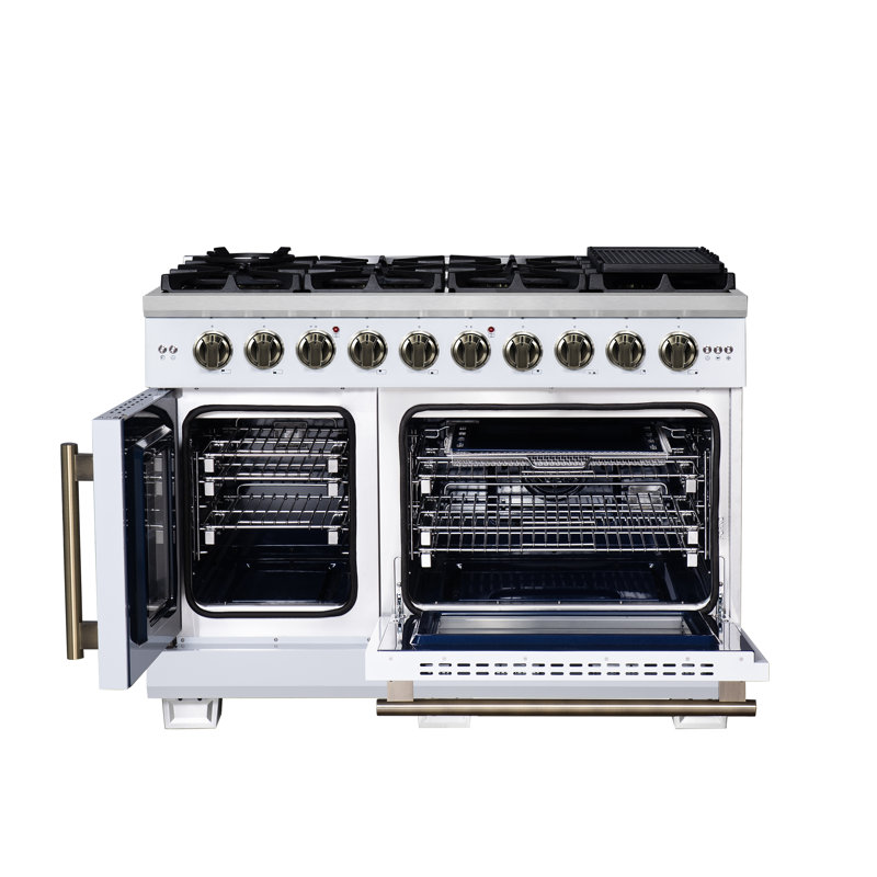 Capriasca 48 French Door Gas Range, White
