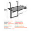Table de balcon suspendue pour rampe de patio 48 x 61 cm, acier inoxydable, résistant aux intempéries, charge maximale de 22,7 kg, modèle pliable peu encombrant, à fixer sur une rambarde extérieure en métal, montage facile