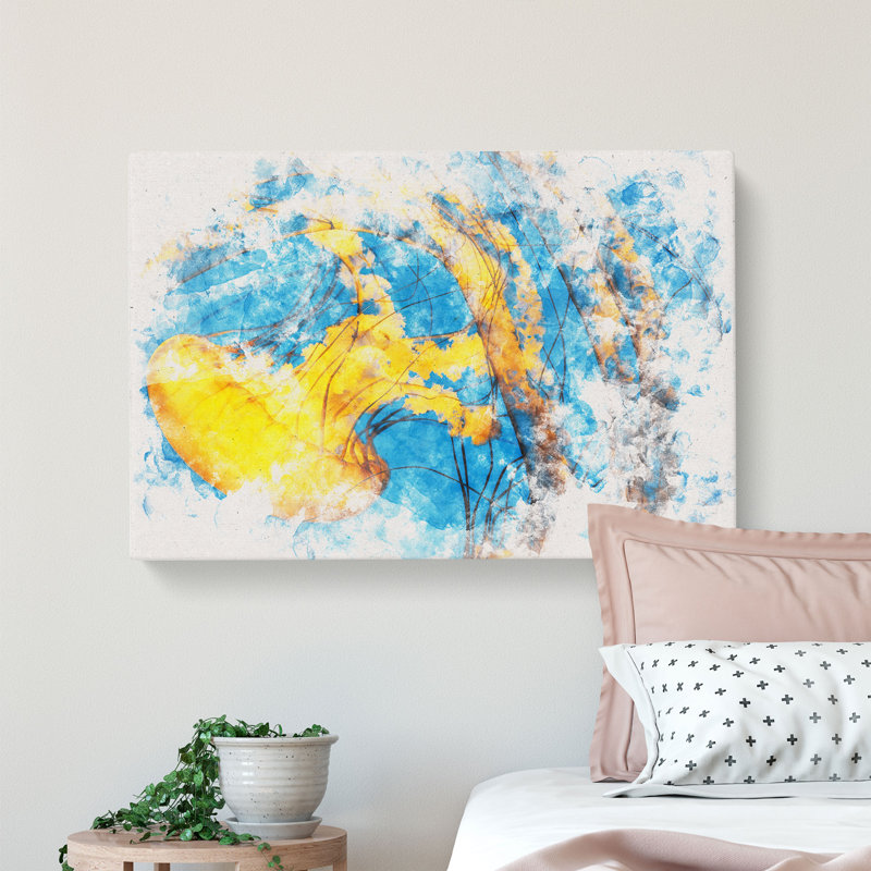 Yellow Jellyfish - Wrapped Canvas, 35cm H x 50cm W x 3cm D