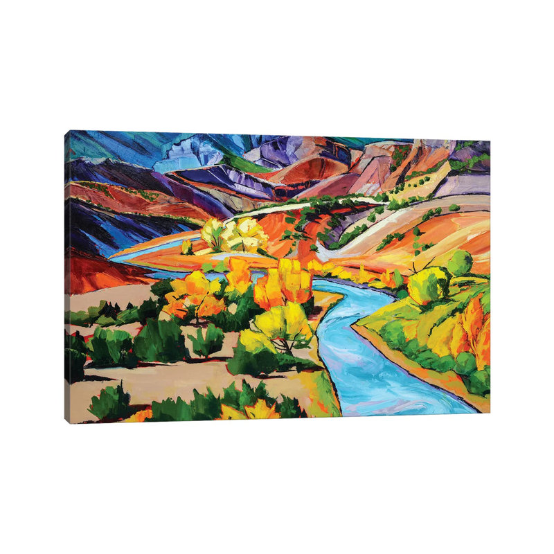 «August in New Mexico» par Maxine Shore - impression d'art graphique, 18" H x 26" W x 1.5" D, Aucun mat, Toile tendue