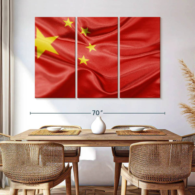 Creased Chinese Flag, 42" H x 65" W