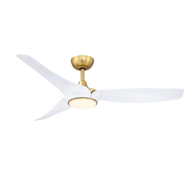 Lizza 56 inch Indoor/Outdoor Smart Ceiling Fan with LED CCT Select Light Kit - Brushed Satin Brass with Matte White Blades