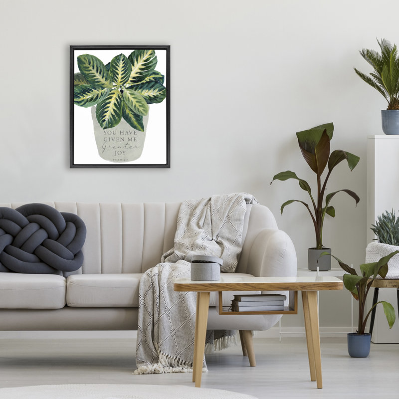 Cadre flottant Prayer & House Plant, design par Lanie Loreth, Cadre flottant noir de jais, H 21 po x l 17 po