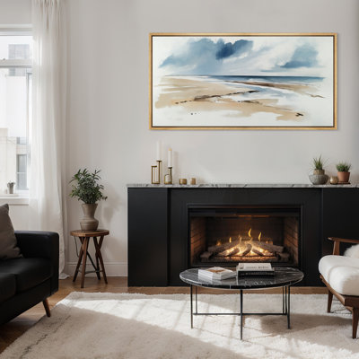 Modern Coastal Horizon Framed Canvas - Abstract Beach and Sky