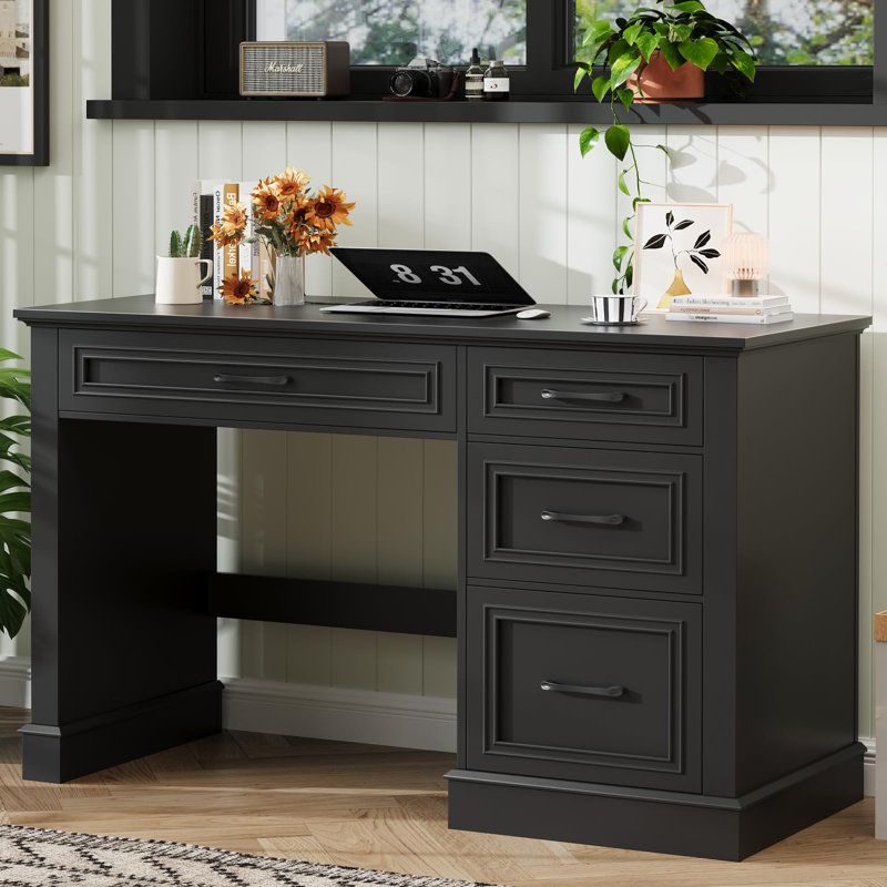 Bureau de direction 47 po avec tiroir Classeur Farmhouse, Black
