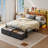 Bed Frame with Storage Headboard, Metal Platform Bed Frame, LED Lights and Charging Station-1080243164-1099755934-1098181009