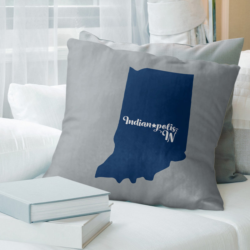 Linen Reversible Throw Pillow, 18" x 18", Red, Indianapolis
