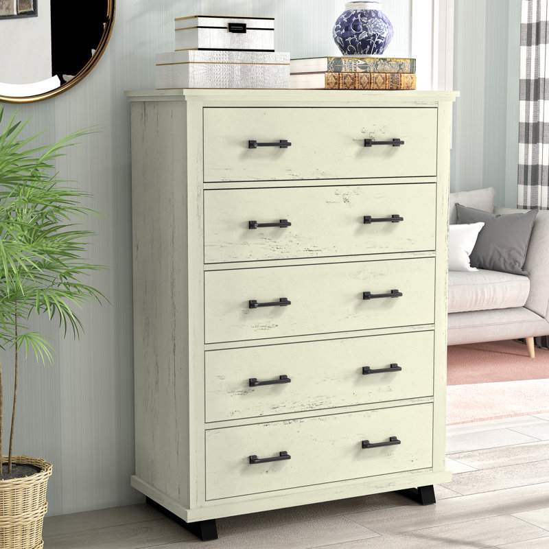 Commode 5 tiroirs 38 po Ankney, Blanc crémeux