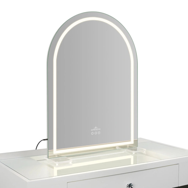 Stage Lite Arch Vanity Mirror with LED Lights, Soft Touch Sensors, 3 Dimmable Light Temperatures, Strip LED lighting