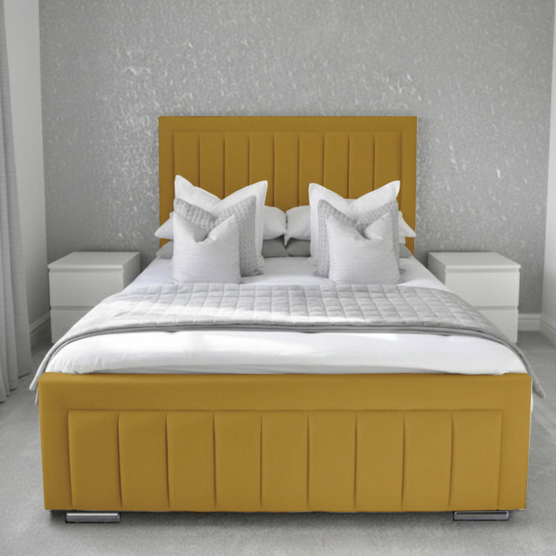 Abianna Upholstered Bed, Small Double (4'), Turmeric