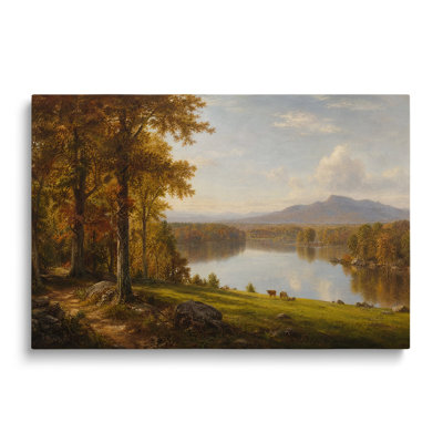 Reproduction sur toile d'un paysage lacustre pittoresque - 50 x 75 cm