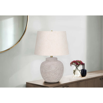 Lighting, 22"H, Table Lamp, Cream Concrete, Ivory / Cream Shade, Modern