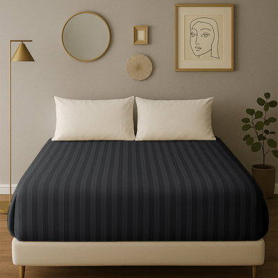 40cm Deep Pocket Microfiber Stripe Fitted Sheet