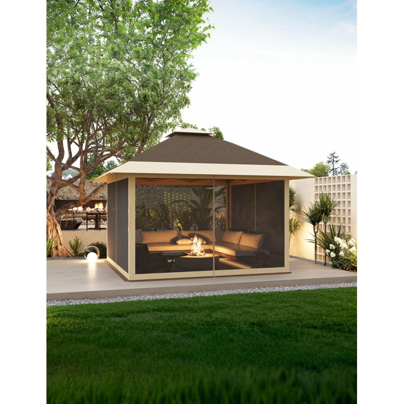 12 pi. L 12 pi. D Pop-up en métal, Brun, H 118 po x l 143,7 po x P 143,7 po