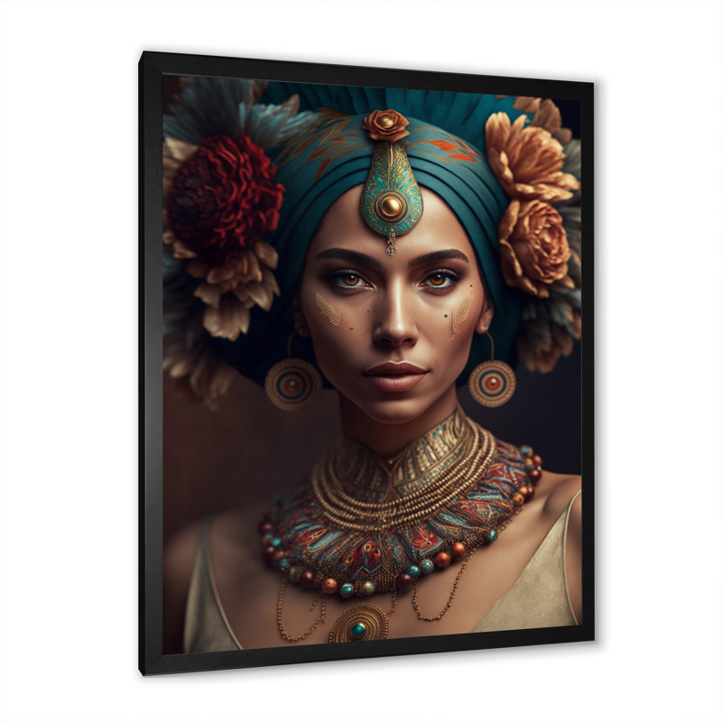 «Lanetta Young Bohemian Woman With Flower Headband VII», reproduction sur toile, Cadre photo noir, H 32 po x l 24 po x P 1 po