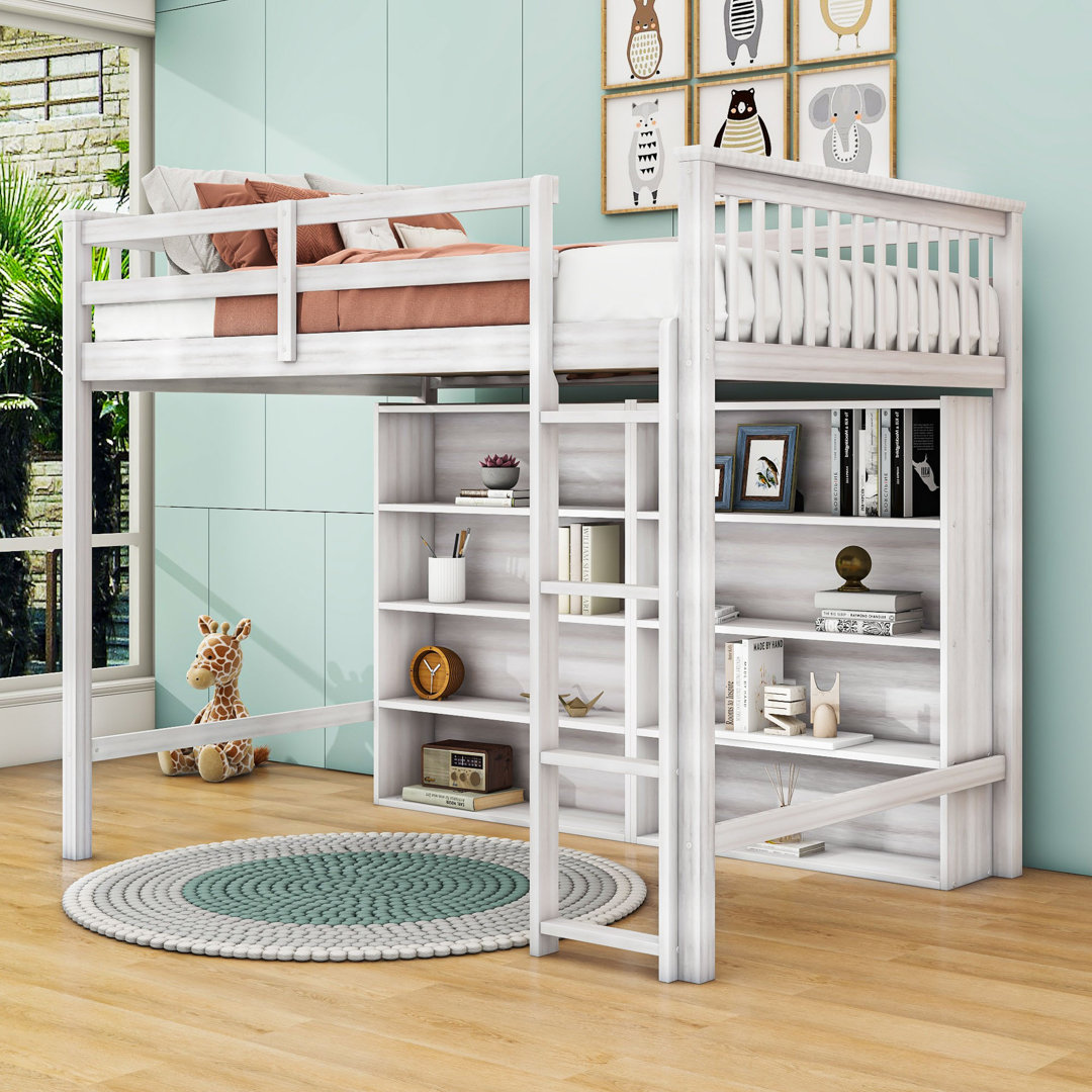 Ilyaz Bookcase Loft Bed with Shelves by Harriet Bee Harriet Bee 