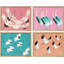 «Crane Bird» à motif d'animaux à pois roses, impression sur papier, 4 pièces-97782692-97782693
