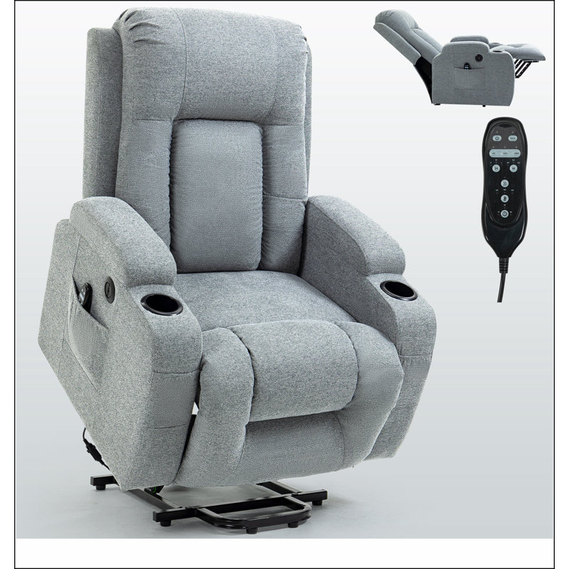 Infinite Position Okin Motor Up to 350 LBS Power Lift Recliner Chair for Elderly, Gray