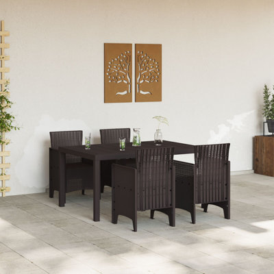 5 Piece Garden Dining Set Poly Rattan