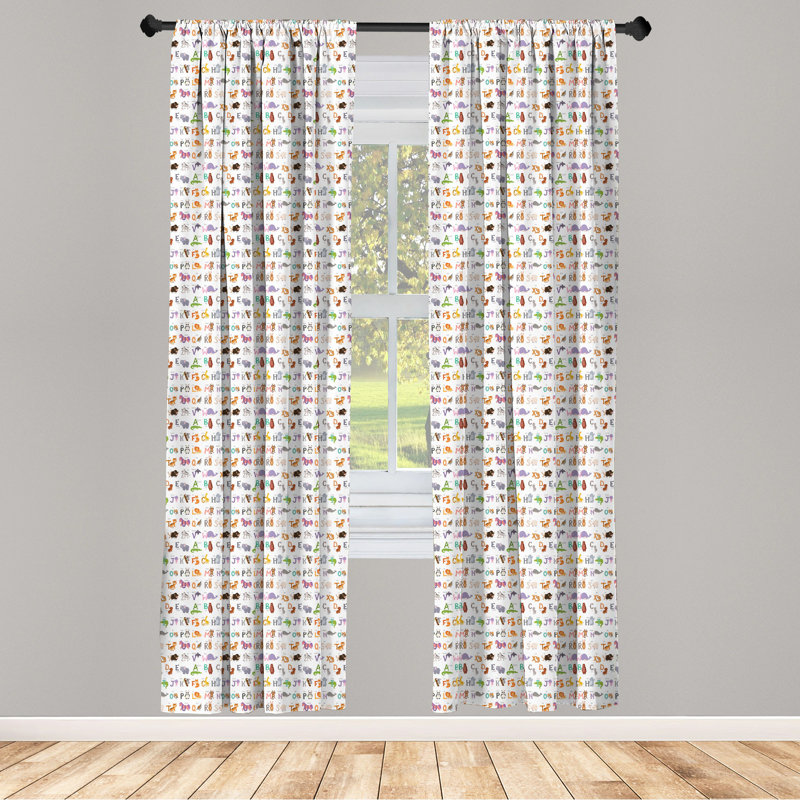 Alphabet Semi-Sheer Rod Pocket Curtain Panels, 28" x 95"