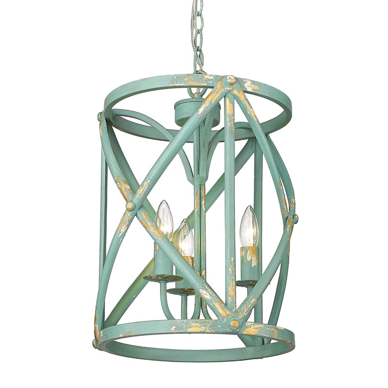 Luminaire suspendu cylindrique à 3 lumières, Sarcelle