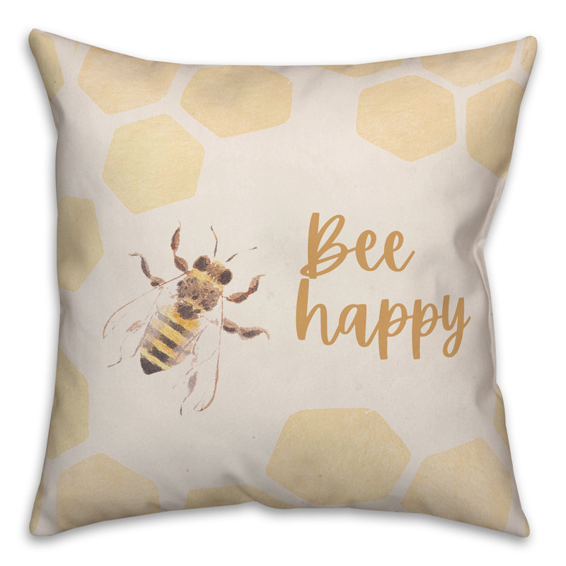  Housse et insert de coussin Bee Happy Watercolor Hive, 16 po x 16 po