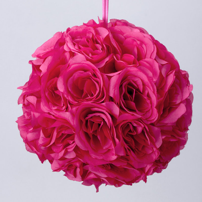 Boule de fleurs de pomander, Corail, H 10 po x l 10 po x P 10 po