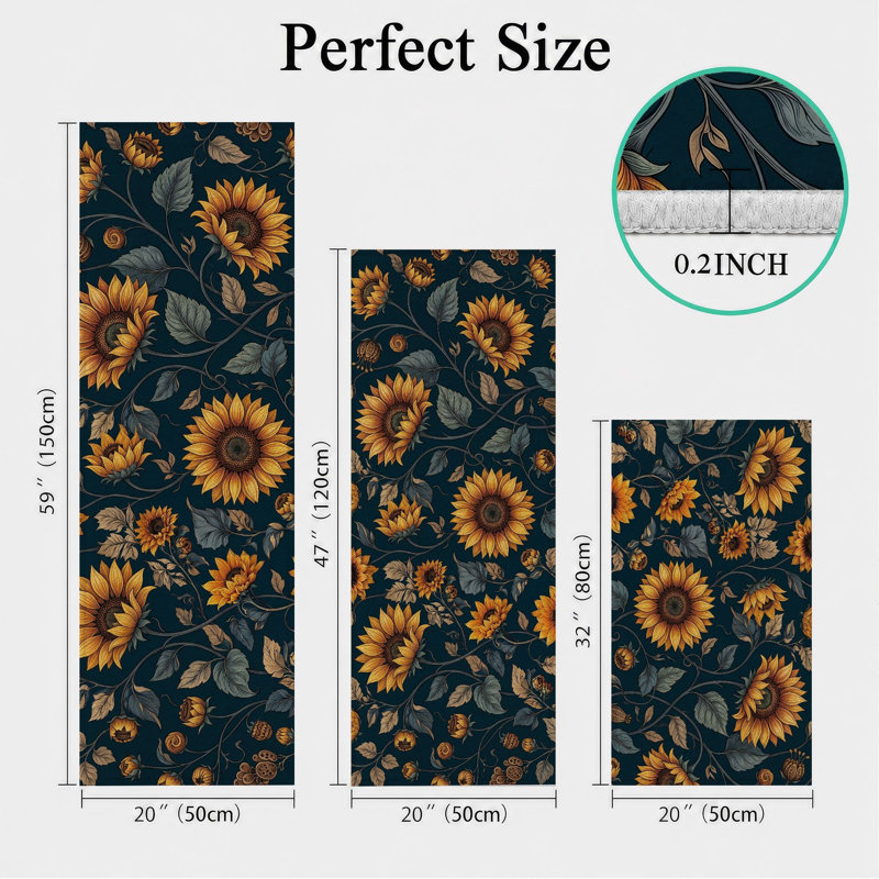 Tapis de cuisine tournesol antidérapant lavable