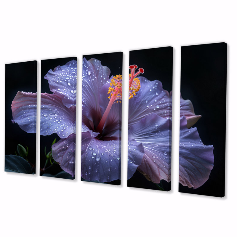 Hibiscus mauve et rose, H 28 po x l 60 po