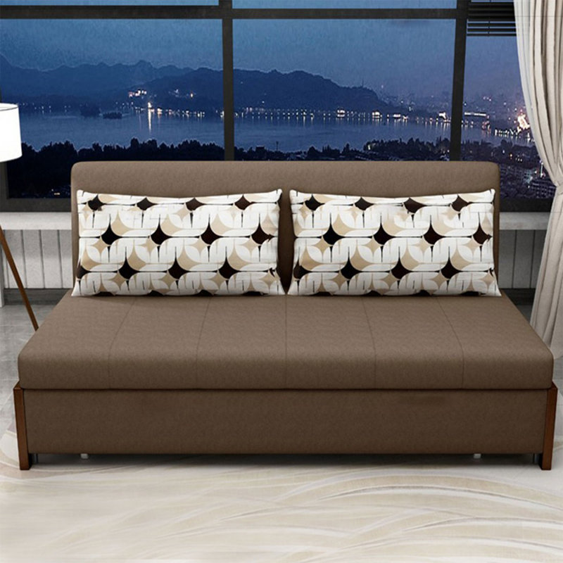 Canapé-coussin en lin brun foncé, H 34,65 po x L 72,05 po x l 34,65 po