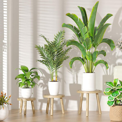 Paquet de 3 supports à plantes d'intérieur en bois