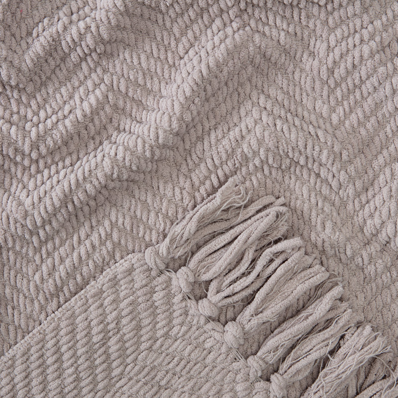 Jeté tricoté texturé , l 65 po x L 50, Taupe
