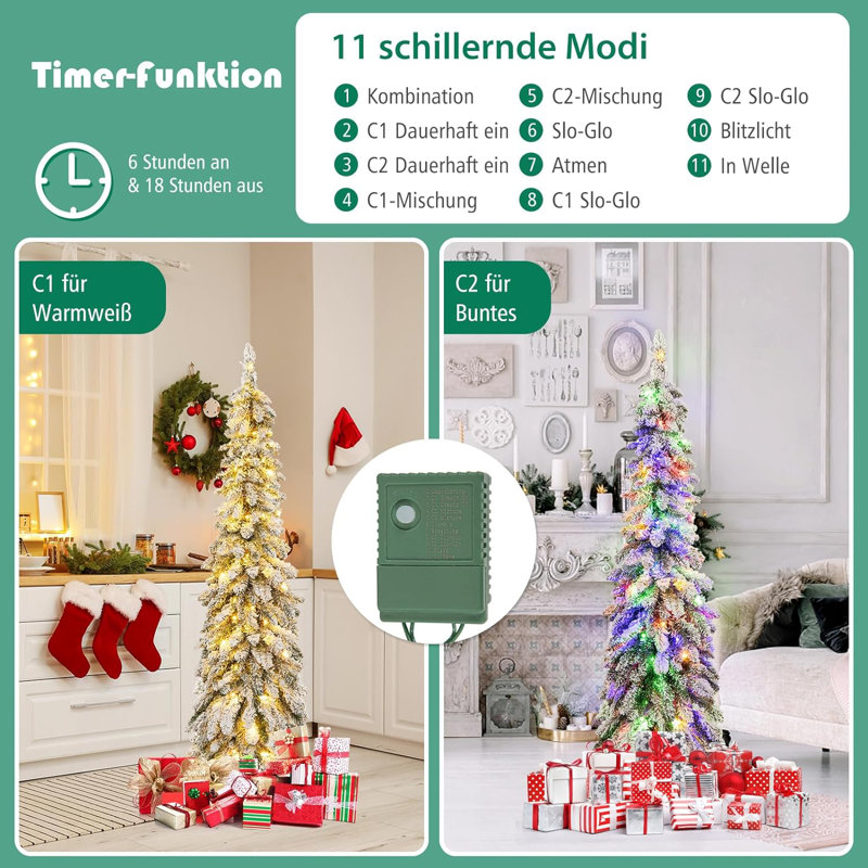 Lighted Artificial Pine Christmas Tree, 150cm H