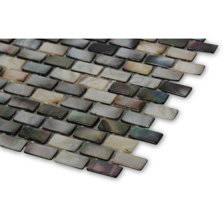 Sample - Donegal Glass Pearl Shell Mosaic Tile in Gray