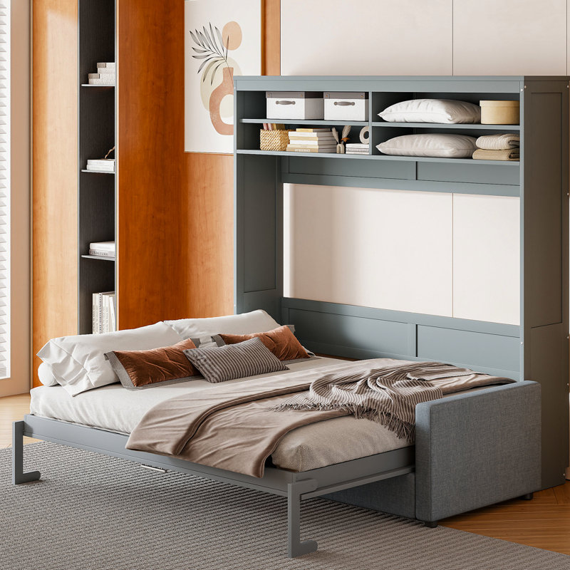 Grand lit gris avec lit confortable - Polyvalent et peu encombrant, Grey
