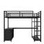 Lit mezzanine en métal Villa avec bureau en L, garde-robe et tablettes-122581910
