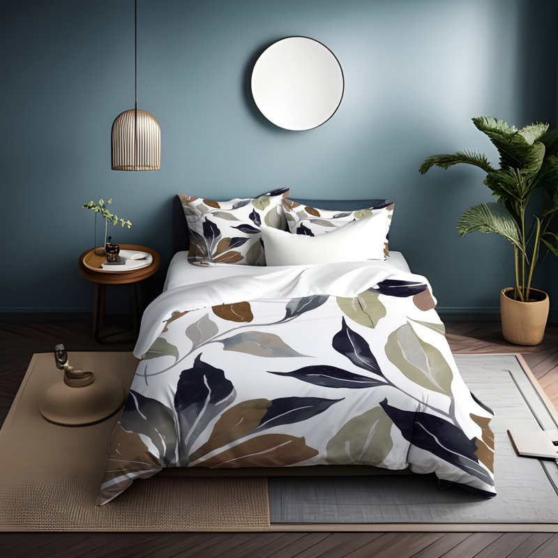 Polyester Floral Duvet Cover, Twin Duvet Cover + 1 Queen Sham