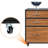 3 Drawer File Cabinet with Lock, Wood Rectangular File Cabinets for Home Office, Rolling File Cabinet with Open Shelves, Letter Filing Cabinet, Black & Brown