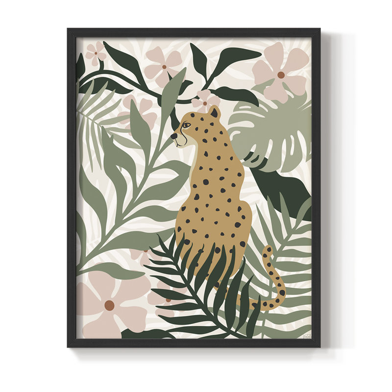 «Jungle Cat II», reproduction encadrée - bois massif, Noir, noir, noir, noir, H 30 po x l 24 po
