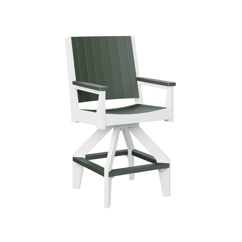 Berlin Gardens Mayhew Regular Top With White Base Chat Swivel Bar Chair, 25.5", Smoke Gray