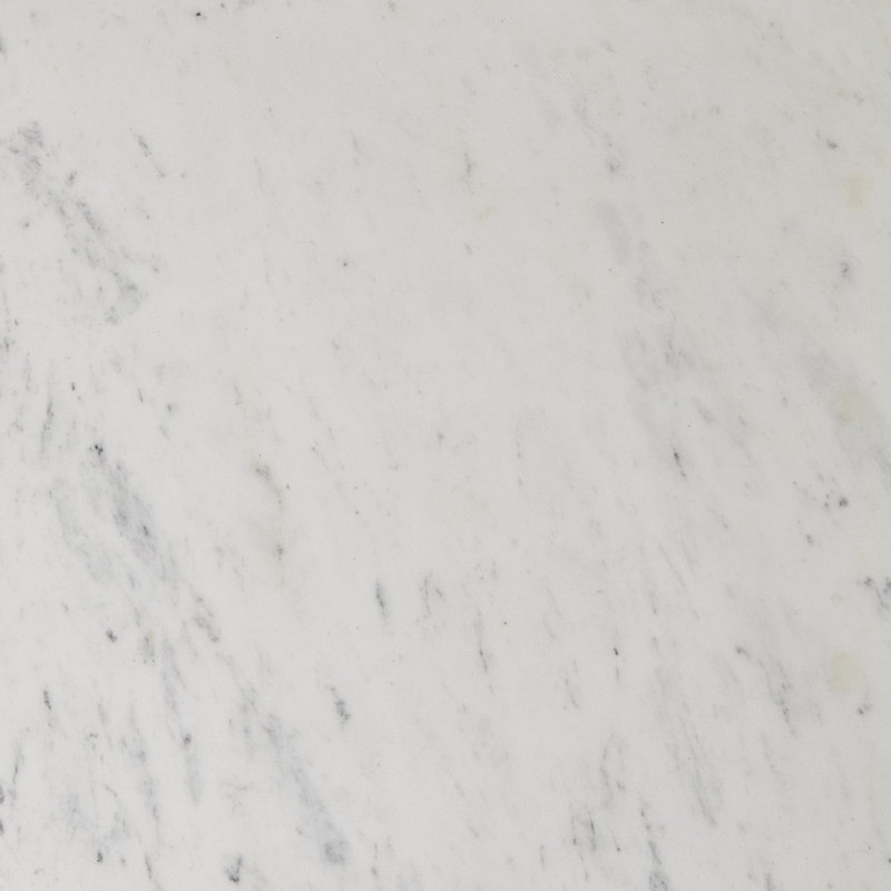 Hammered Iron End Table-White Marble, White Top/Black Base