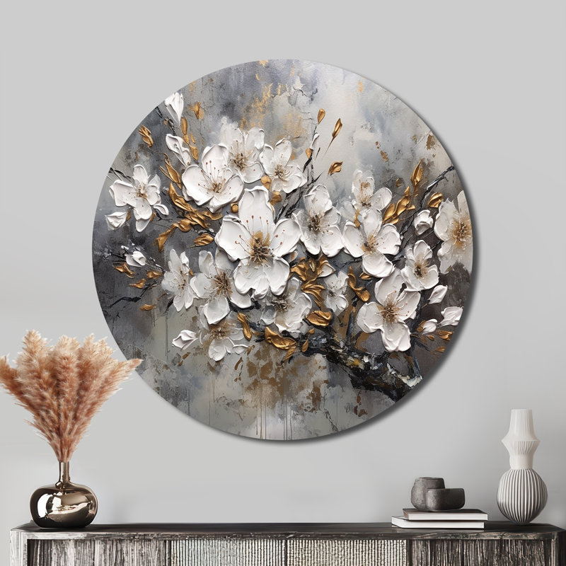 Jericho - Art floral rond en métal, H 29 po x l 29 po