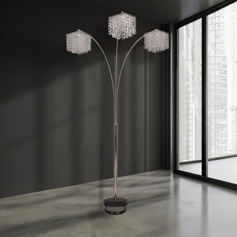 1 lampe de plancher de style classique de luxe moderne et épurée à arche de cristal multi-têtes