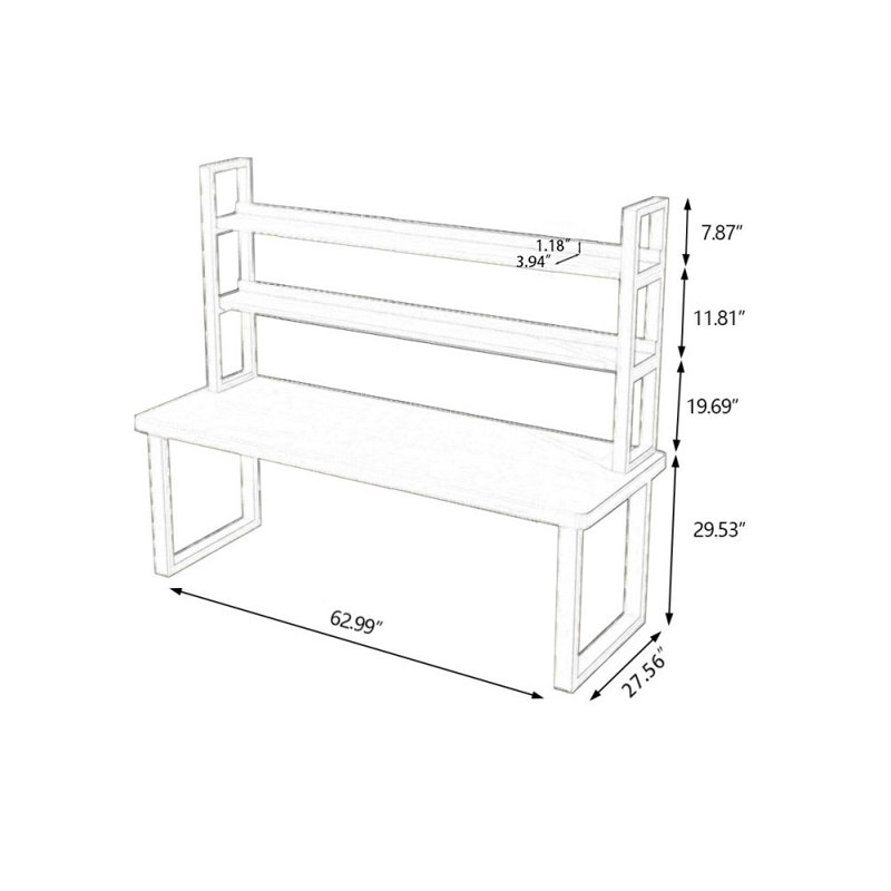 Bureaux rectangulaires en bois massif Burlywood, H 29,53 po x l 62,99 po x P 27,56 po