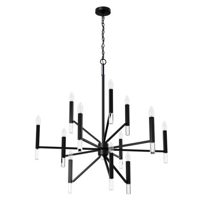 Sunjai 12 Light 3-Tier Sputnik Modern Linear Chandelier