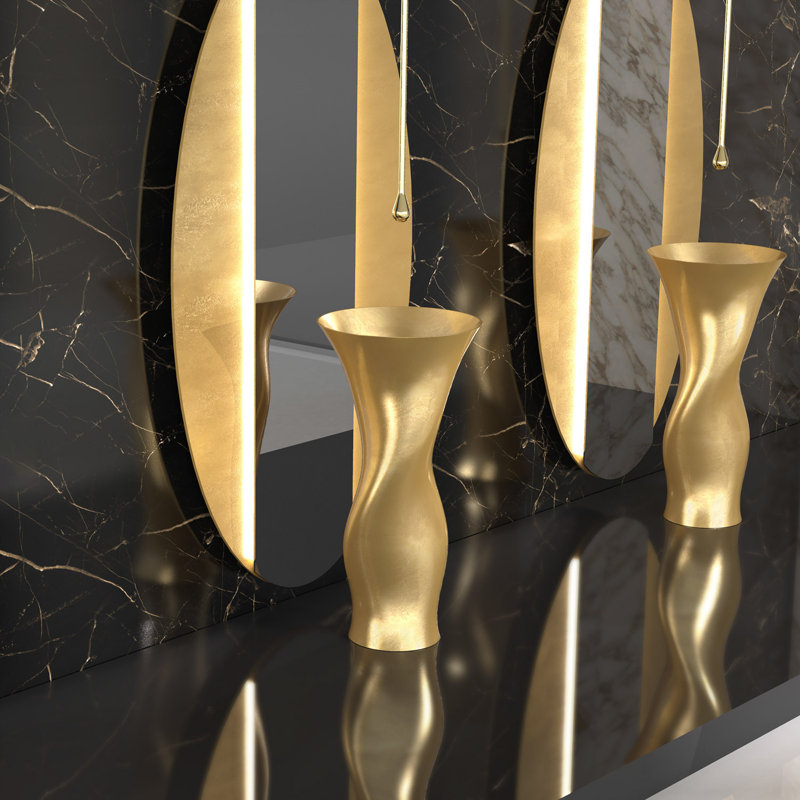 Delfo 17.7'' L Bathroom Sink, Gold Leaf